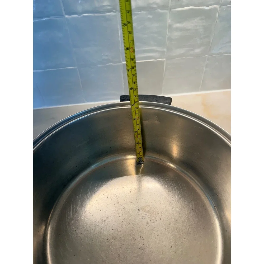 Vintage Revere Ware 1801 Copper Bottom Stock Pot Stainless Steel Lid 9 Inch 4 Qt